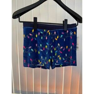 NWT Women’s Rebel Athletics Mid Rise Compression Shorts Holiday Lights Medium